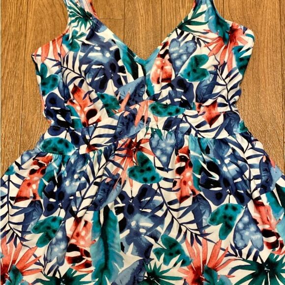 Vibrant Tropical Print Vintage Swimsuit Romper Dress Size 18W - Picture 3 of 3